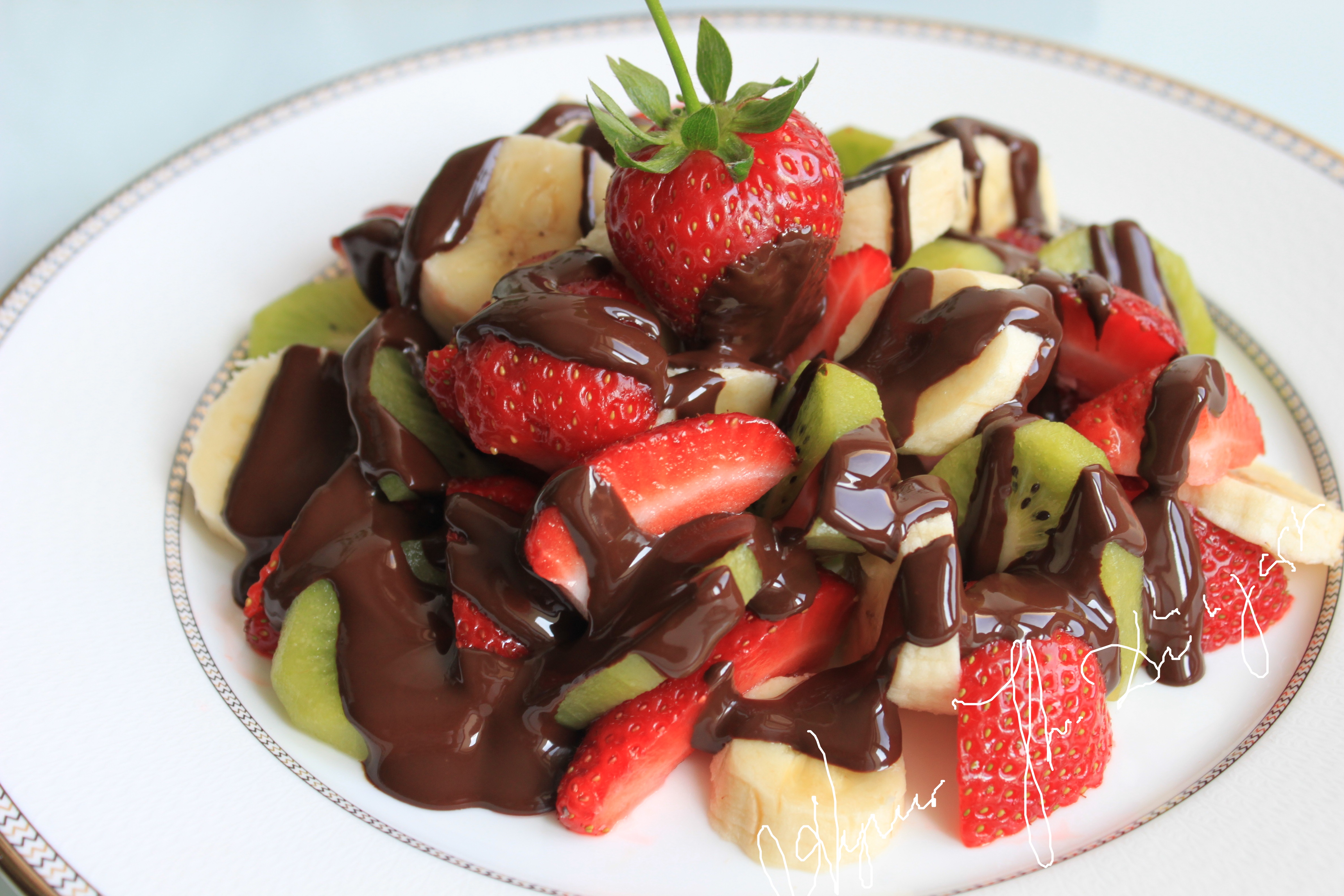 Mixed Fruit with Chocolate Sauce